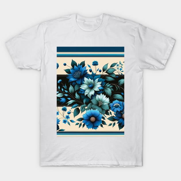 flower, Midnight Blossom Florals T-Shirt by Gold Turtle Lina